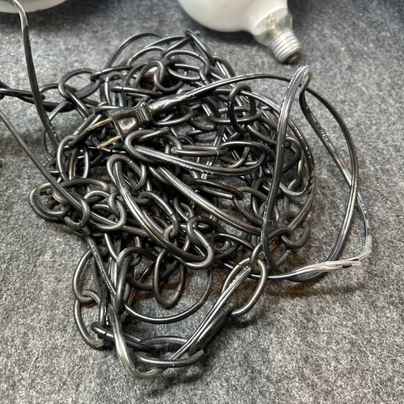 Vintage 1970s Stained Glass Chandelier Two Tier Slag Glass Hanging Lotus Flower - Picture 16 of 16